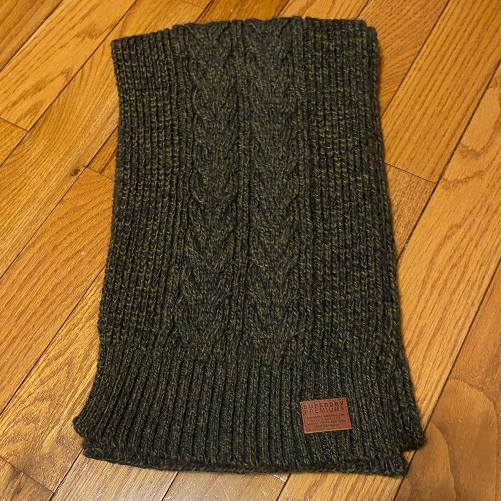 Superdry Premium Gray Green 78" Wool‎ Blend Scarf